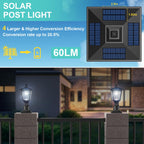 Solar Post Lights, 6000K Dusk to Dawn Solar Lamp Post Light with Pier Mount Base, Solar Post Lights Outdoor Waterproof for Garden Yard Landscape Pole Pillar, Outside Decorative Lamp(Cool White)
