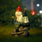 Panven Gnome and Turtle Garden Decor, Large Outdoor Garden Sculptures & Statues, Outside Patio Yard Lawn Decorations, Housewarming for Women, Mom, Grandma with Solar Lantern