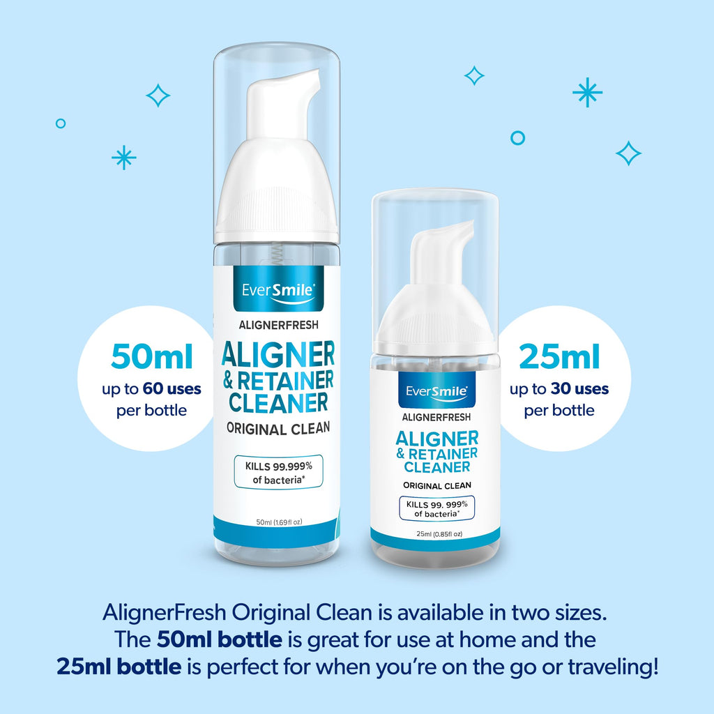 EverSmile AlignerFresh Original Clean Foam – Cleaner Compatible w/Invisalign and All Clear Aligners & Retainers – Eliminates Bacteria, Whitens Teeth, Fights Bad Breath – 50ml (1 Pack)