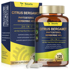 Citrus Bergamot Supplement for High Cholesterol - Italian Citrus Bergamot & Plant Sterols Stanols Natural Way to Balance Cholesterol Level, Vegan, Non-GMO, 120 Counts