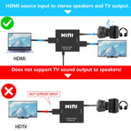 HDMI Audio Extractor Splitter,HDMI to 3.5mm Audio Adapter, 4K*2K@30HZ, 3D, 1080P Compatible for TV, PC, Sound System, Xbox, Switch, PS3, PS4, PS5