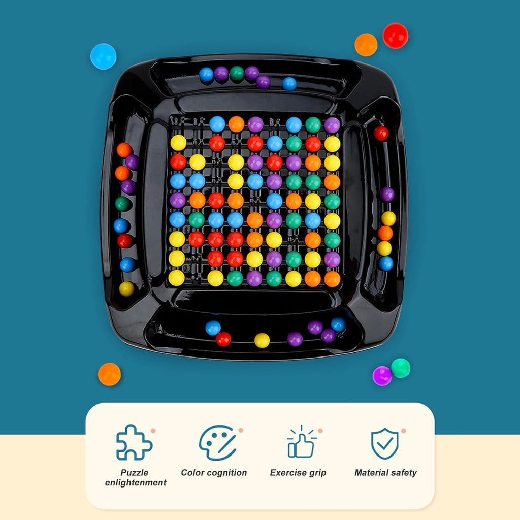 Intellectual Chess Board Game, Chess Elimination Board Game, 120 Pieces Rainbow Color Beads Board Game Interactive Strategy Board Game for Children and Adults