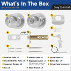 RAFECIEE 4 Pack Keyed Entry Door Knob with Lock and Key, Exterior and Interior Door Knob for Bedroom or Bathroom, Satin Nickel, Not Keyed Alike