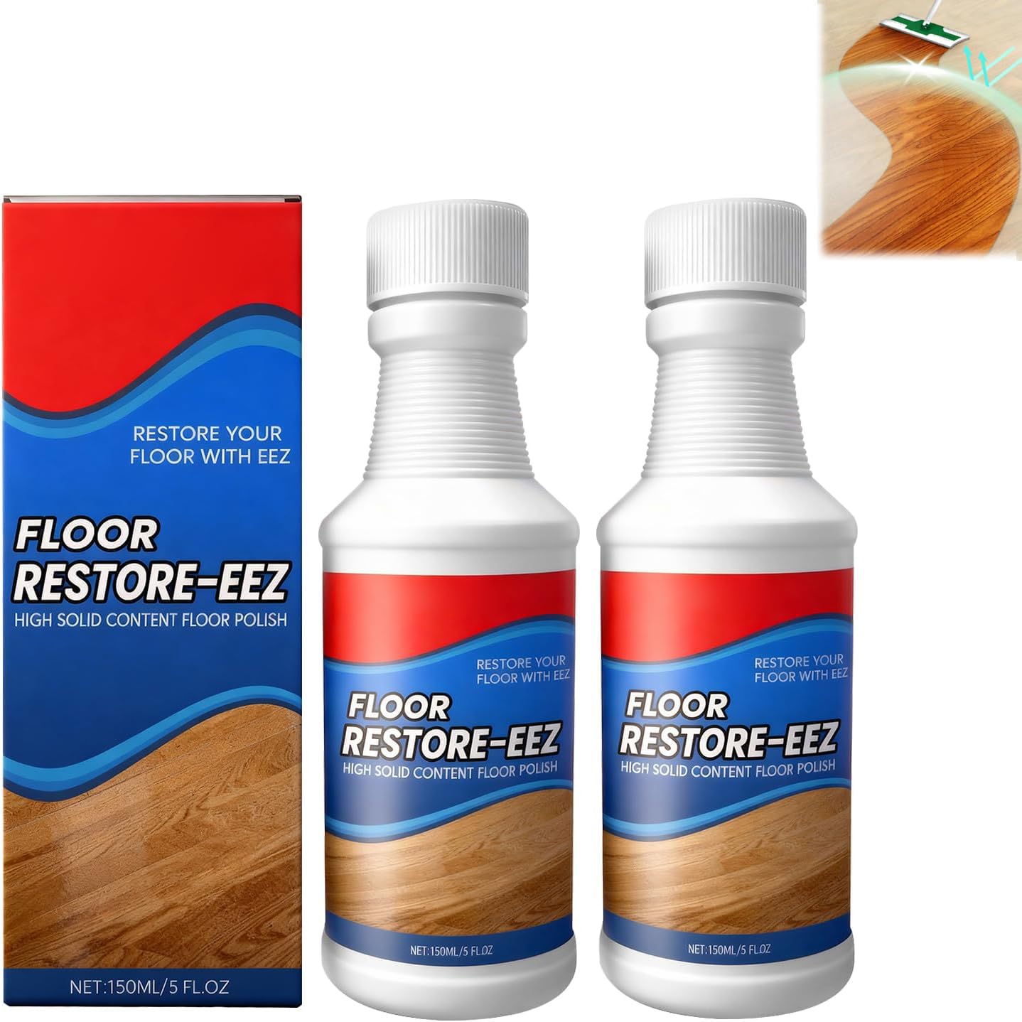 UUZO 2Pcs Floor Restore Cleaner, Floor Restore, High Solid Content Floor Polish For Shine Renewal & Protective Layer, Quick-Drying Protective Finish For Tile, Shine Wood