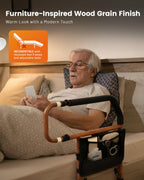 Sangohe Bed Rail for Elderly, Bed Assist Grab Bar Handle with Storage Pocket, Safety Bed Rails for Elderly Adults Getting in & Out of Bed at Home and Dorm, Reddish Brown, 504A02