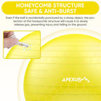 APEXUP Yoga Ball Exercise Ball, Anti Slip Stability Ball Chair, Heavy Duty Large Gym Ball for Fitness, Balance, Core Workout and Physical Therapy (S (15"~18") 45cm, Yellow)