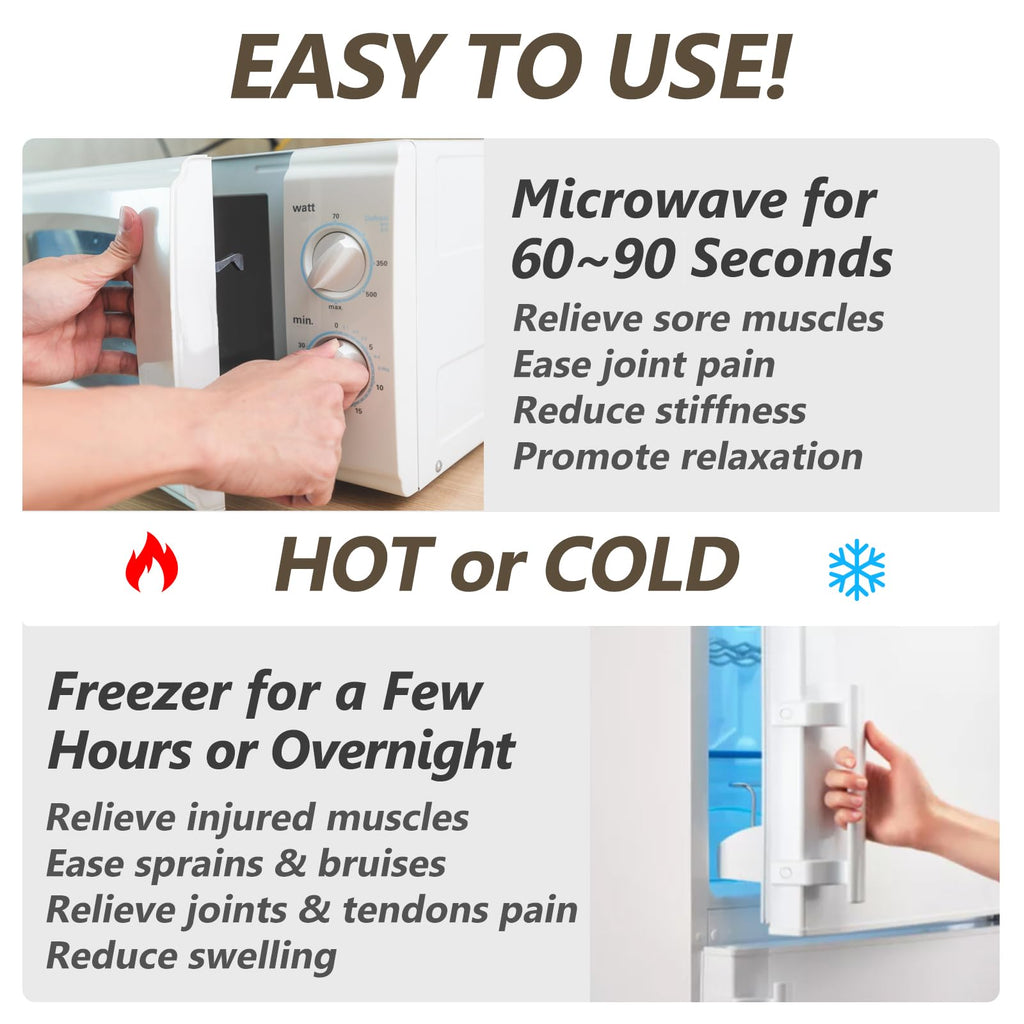 RelaxCoo Microwave Heating pad with Washable Cover 6 * 12" Microwavable Heat Pad for Neck Shoulder, Cramps, Back Pain Relief, Warm Compress Bean Bag Moist Heat Pack for Muscles, Joints, 2 Pack
