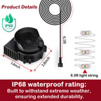Air Blower Fan for Inflatables, 12V 0.8A Replacement Blower Fan with 1.0A Adapter and 3 LEDs Bulbs Light for Halloween and Christmas Inflatables (IP68 Waterproof, 4500RPM, 3.8 * 3.8'')