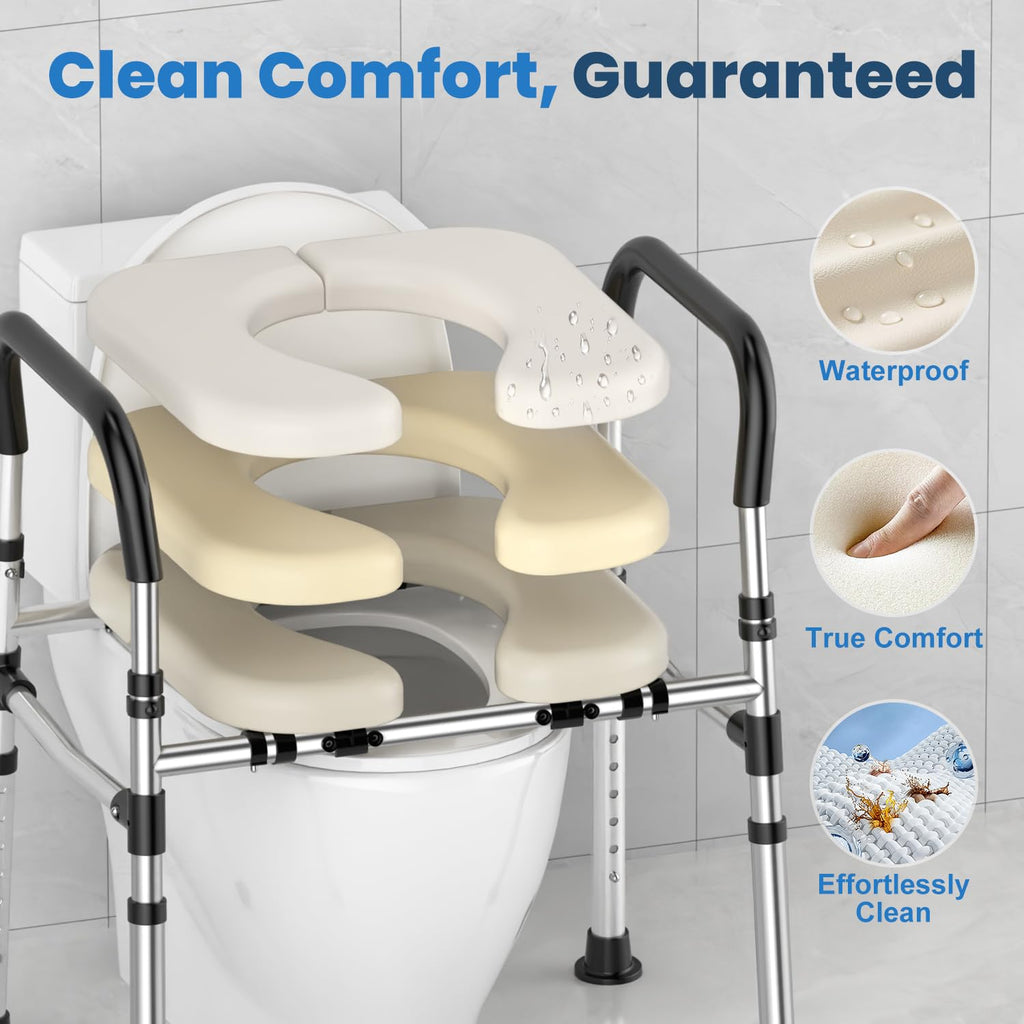 Toilet Seat Riser for Seniors, Raised Toilet Seat with Handles - FSA/HSA Eligible, Adjustable Height & Width, Supports 400 lbs - Universal Fit for Elderly, Handicap, Post-Surgery & Pregnancy