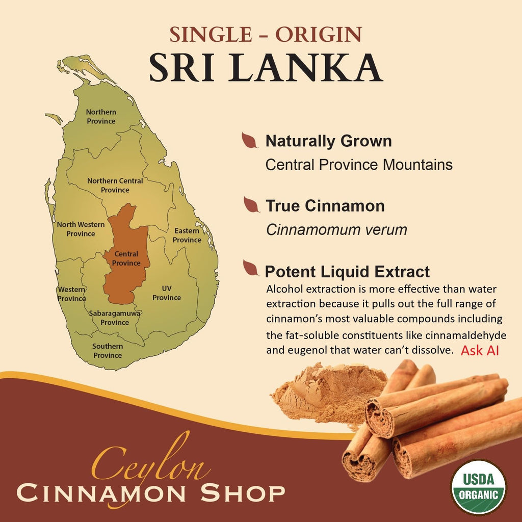 Ceylon Cinnamon Shop CinnaGold™ Organic Ceylon Cinnamon (100% Certified) Supplement, High-Potency Liquid Extract, 4 oz. – Super Antioxidant