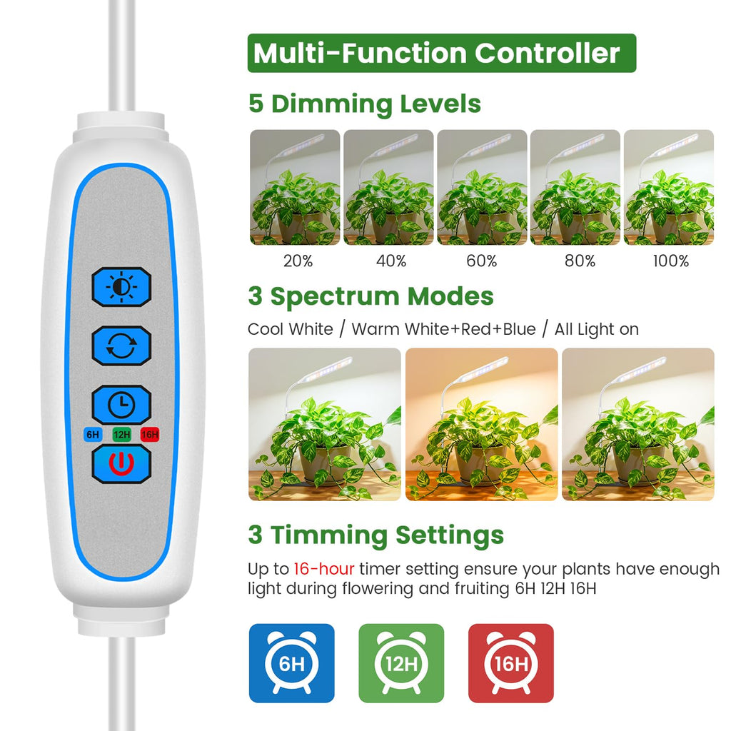 Wolezek Small Grow Lights for Indoor Plants with Base, Full Spectrum