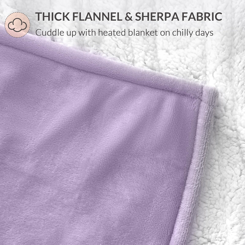 HOMLYNS Heated Throw Blanket, 5 Heat Settings & 3 Hours Timer, Purple