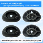 4 Pcs Footing Leg Cap Above-Ground Pool Replacement for Bestway Steel Pro MAX & Power Steel 16Ft /18Ft x 48In Frame Pool, Bestway P61802 Footing Leg Cap Grey