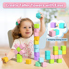 1.34 inch 56PCS Magnetic Blocks for Toddlers 4-8 Large Macaron Magnet Building Cubes for Kids Ages 3-5 Stem Preschool Stack Construction Educational Toys for 3+ Years Old Boys Girls