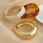 AVOGIR Chunky Acrylic Bangle Bracelet for Women Colorful Resin Bracelets Trendy Stack Statement Cuff Jewelry Gift (Gold 02)