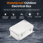 QILIPSU Junction Box IP67 Waterproof Plastic Electrical Enclosure Outdoor Weatherproof Project Electric Box with Mounting Plate, Wall Brackets, Hinged Grey Cover 11.2"x7.7"x5.1"