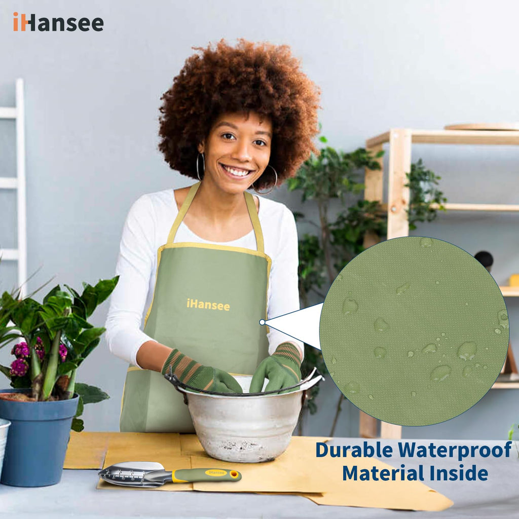 iHansee Green Garden Tools Set 12-Piece, Gardening Gifts for Women Men