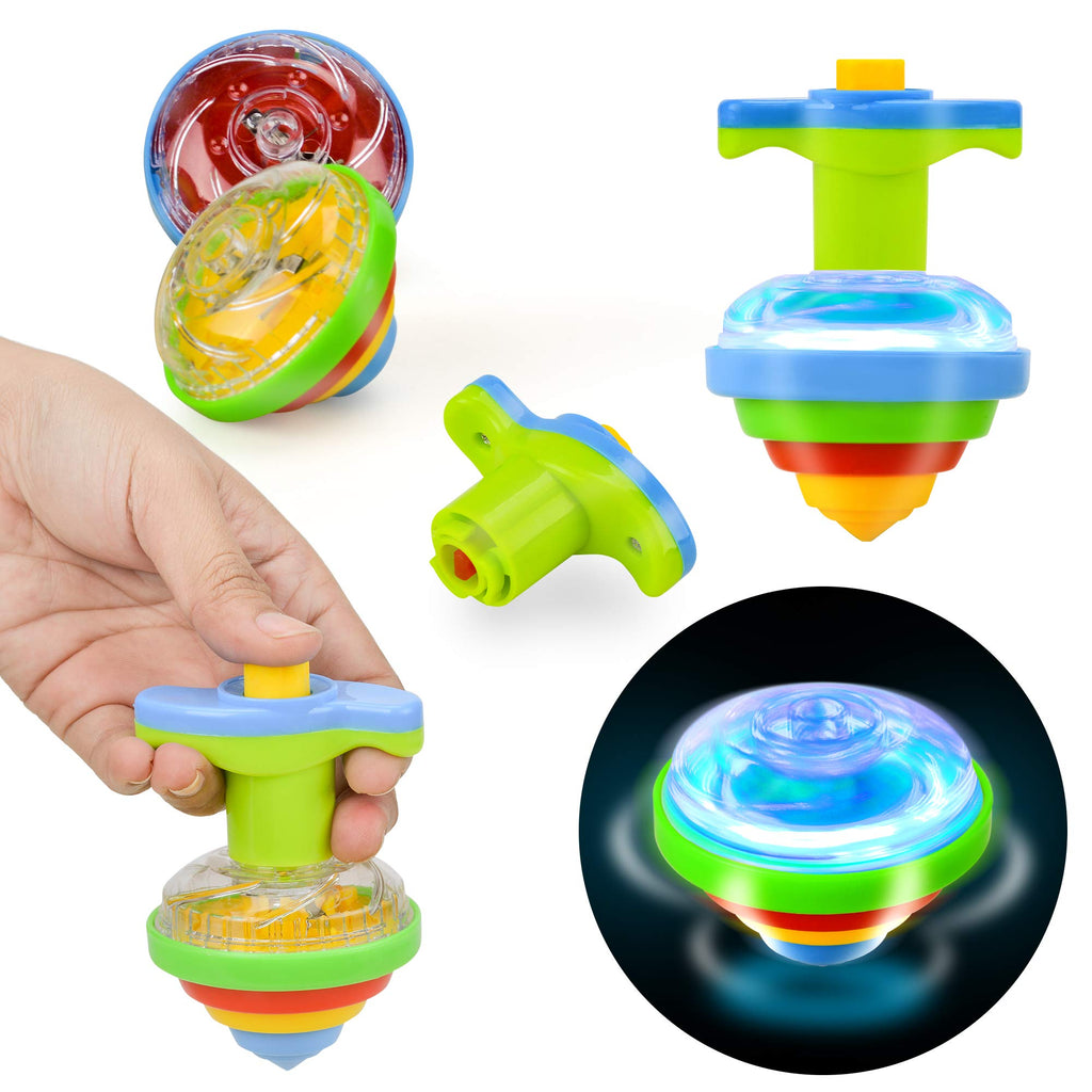 IPIDIPI TOYS Spineez Light Up Spinning Tops for Kids - 12-Pack, Blue