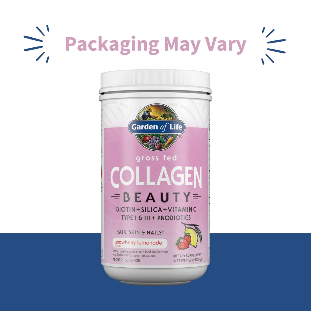 Garden of Life Grass Fed Collagen Beauty - Strawberry Lemonade, 20 Servings, Powder for Women Men Hair Skin Nails, Hydrolyzed Collagen Peptides Protein Powder Supplement