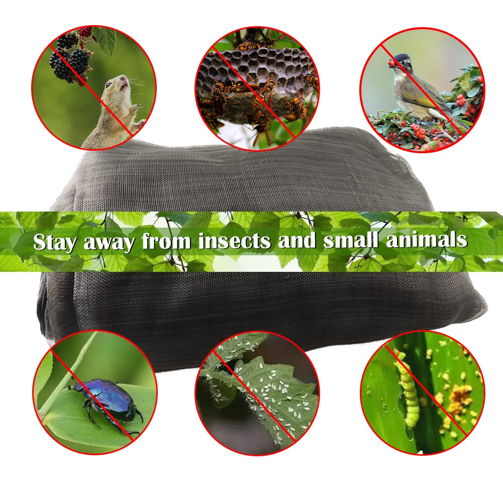 Fruit Tree Netting Covers with Zipper to Protect from Squirrels and Birds Large Netting for Fruit Trees Net Protection, Black, 71" x 75", 1 Pack