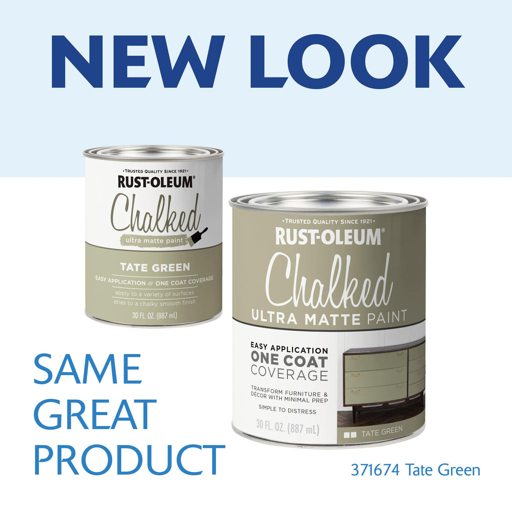 Rust-Oleum Tate Green Chalked All-in-One Ultra Matte Paint | One Coat Coverage | No Primer, Sanding, Or Topcoat Needed | Easy Clean Up | Made in USA | 30 OZ