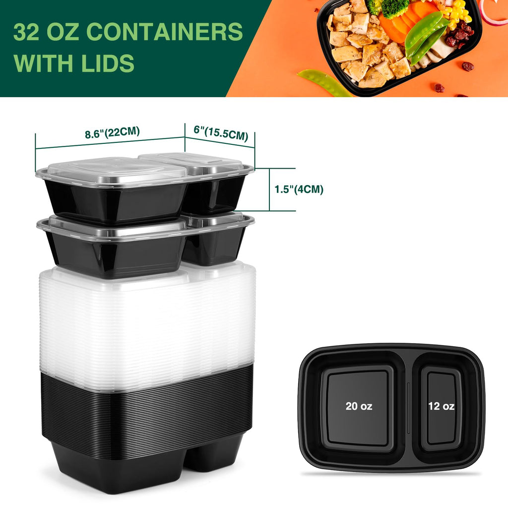 Glotoch Express Meal Prep Containers Reusable 34 OZ 20 PC Disposable Food Container with Lids Storage Plastic Togo Containers Take Away Lunch Container BPA Free, Freezer Safe, Microwave 1 Compartment
