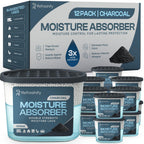Premium Moisture Absorbers and Dehumidifier Tubs – High-Efficiency Closet Dehumidifier and Dehumidifier for Car, Odor Control Charcoal, 12 Pack, 7.5 Oz