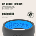 Groove Life Men's Silicone Ring, Rubber Wedding Band, Deep Stone/Blue 11