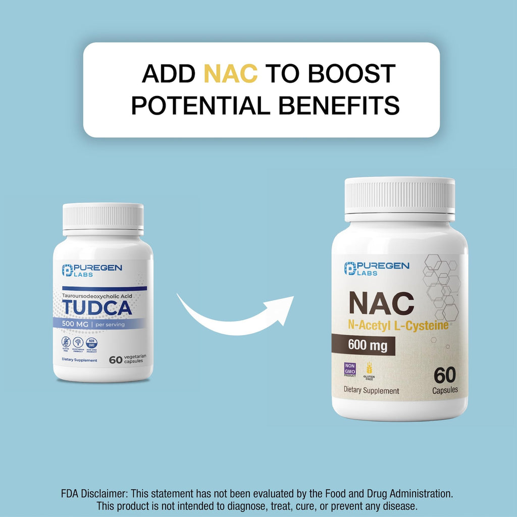 Puregen Labs TUDCA (Tauroursodeoxycholic Acid) 500mg per Serving, Bile Salts Liver Supplement | No Harmful Additives | Non-GMO | Gluten Free - 60 Vegetarian Capsules