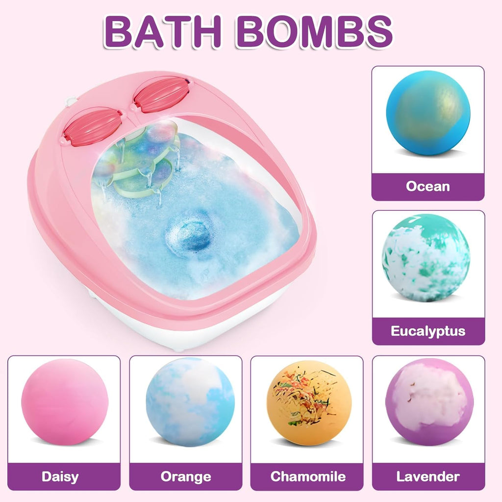 Kids Foot Spa Kit for Girls Ages 6-12, Nail Art Set, Birthday Gift