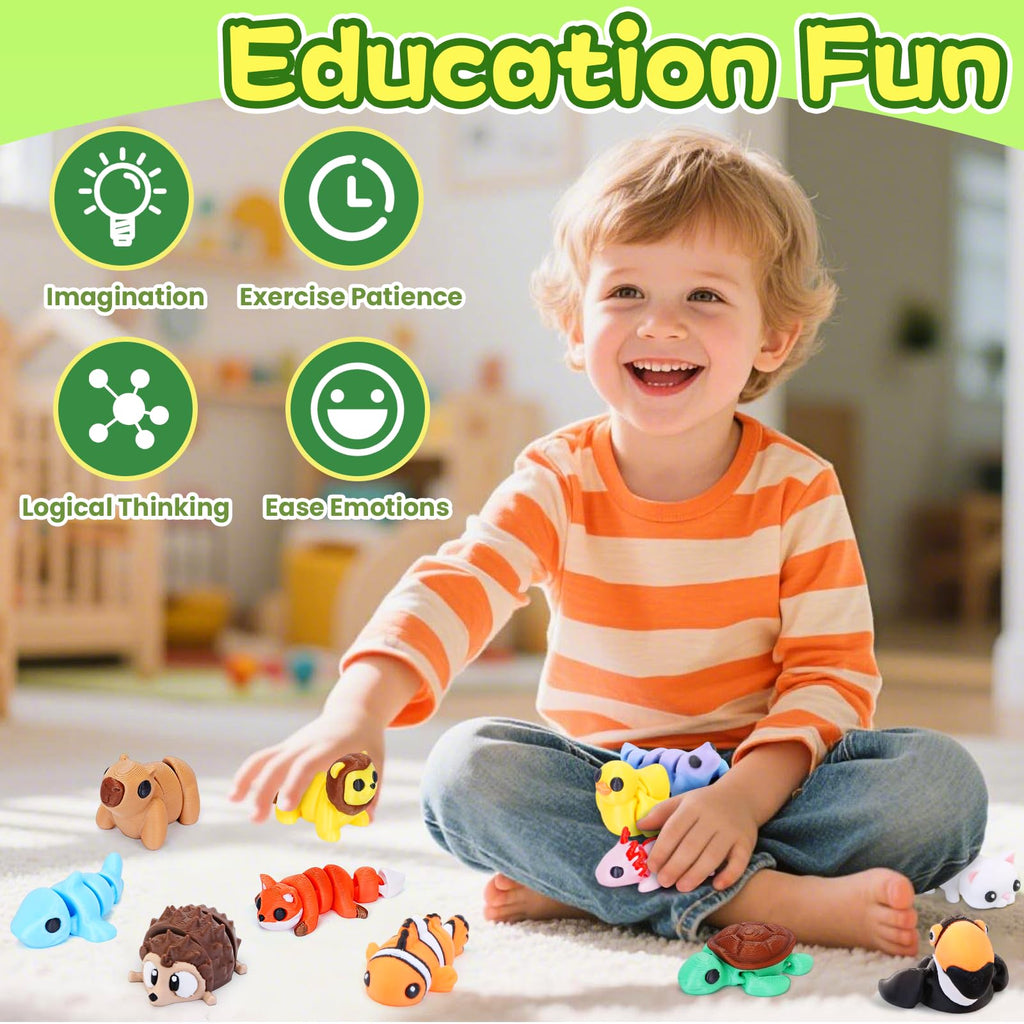 Gencokok 30PCS 3D Printed Animals Set, 1.96In Mini 3D Printed Animals, Animal Figurines Exquisite Cute Pocket Pets Toy, Cute Articulated Flexible Fidget Toy for Desk Decoration, Party Favors