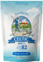 Pure Flourish Celtic Salt - 600g | 100% Organic Unrefined Celtic Salt | Rich in 82+ Essential Minerals | Hand Harvested Light Grey Celtic Salt Crystals from France