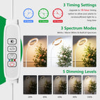 LPMZMBL One Head Grow Light for Indoor Plants Full Spectrum - Floor Standing Plant Lamp with Auto Timer 6/12/18H, 5-Level Dimmable & Adjustable Height 16.5-68in for Large Tall Plants |Faux Wood Design