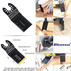 Bionso 55PCS Oscillating Saw Blades, Professional Universal Titanium Multitool Blades for Wood Plastics Metal, Quick Release Multi Tool Kits Fit Dewalt Ryobi Milwaukee Rockwell Fein Makita