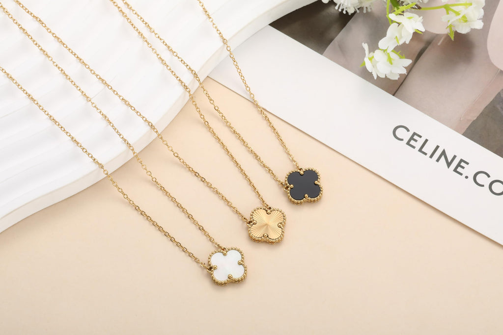 AIPPK 18K Gold Plated Clover Pendant Necklace Set for Women Fashion Four Leaf Clover Necklace Lucky Simple Jewelry Gifts for Women 3Pcs