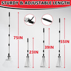 Leaf Rake Adjustable 23-75, Collapsible Metal Stainless Steel Garden Yard