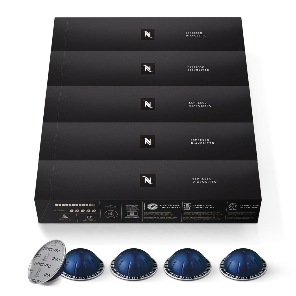 Nespresso Vertuo, Diavolitto, Dark Roast, 50-Count Coffee Pods