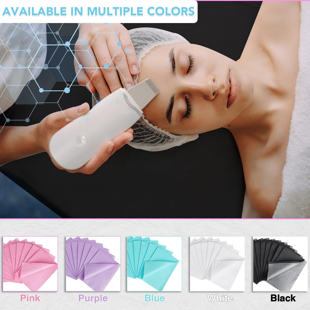 480 Pack Disposable Dental Bibs 13"x18", 3-Ply Waterproof Tattoo Bibs Sheet for Nail Salon, Dental Clinic, Feeding, Tattoo Shop (Black)