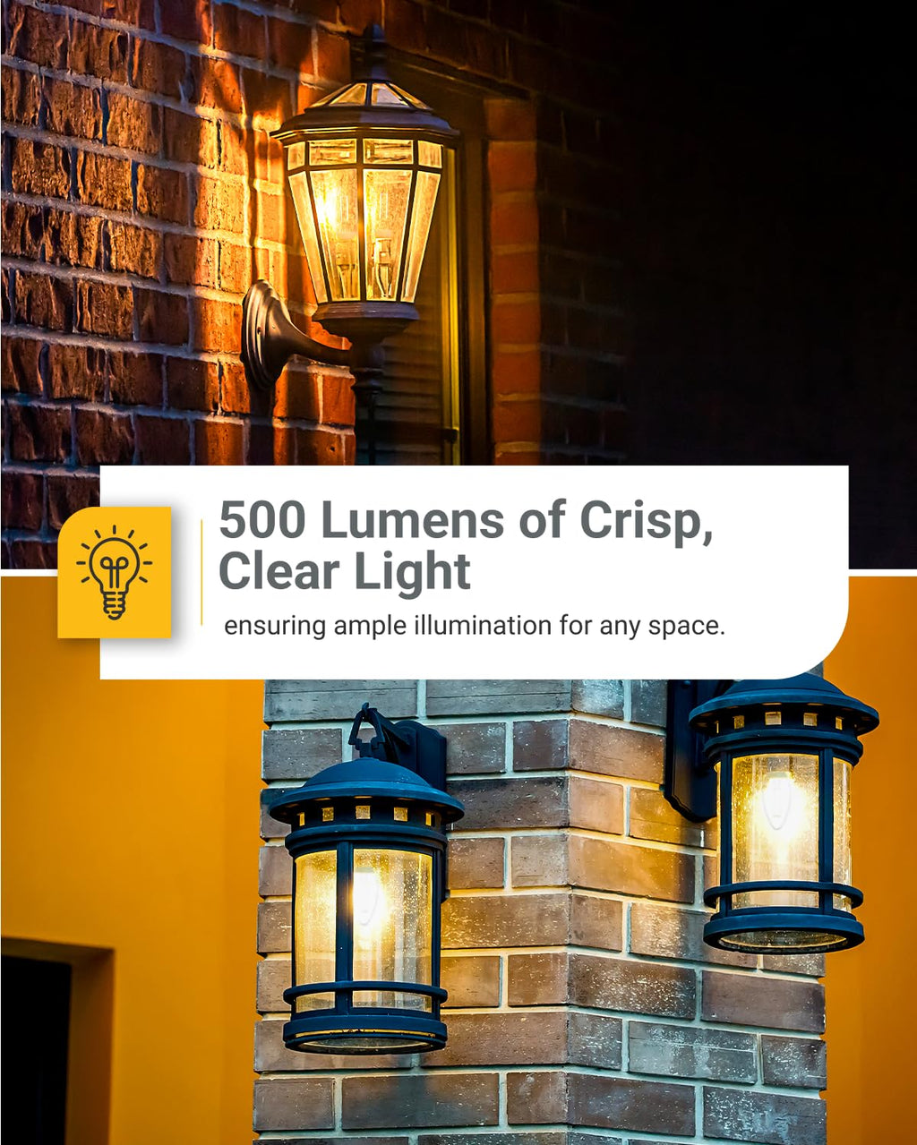 6 Pack Dusk to Dawn LED Outdoor Light Bulb B11, Edison Filament Candelabra Bulbs for Porch Lighting, 500 LM, 5W (40W Equivalent), 5000K Daylight, E12 Base, Photocell Sensor UL