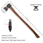 35.5" Splitting Axe, Wood Splitting Axe for Medium to Large Size Logs, 1065 High Carbon Steel Chopping Axe with Hickory Wood Handle and Leather Sheath for Chopping Firewood - Head 4.5 lbs