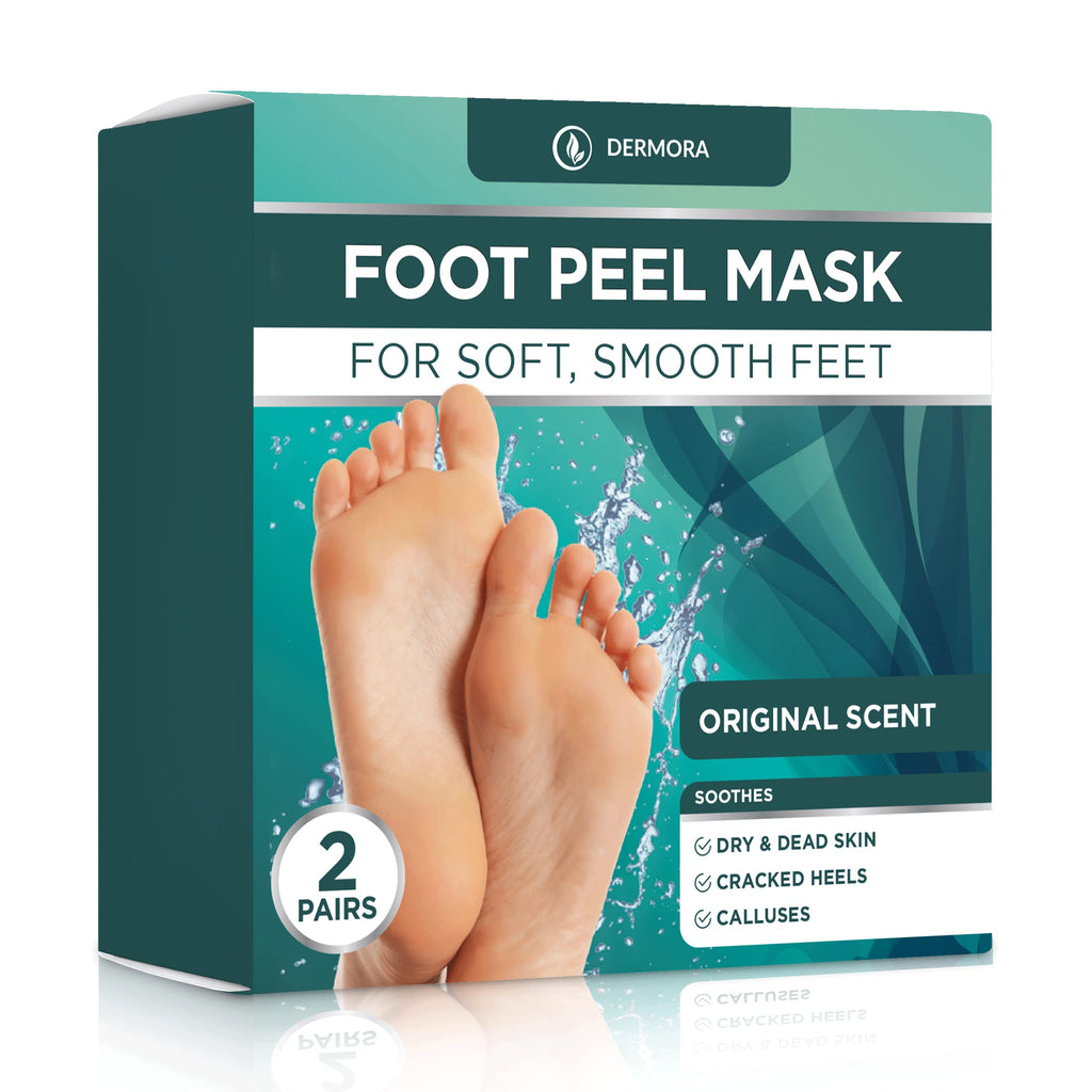 DERMORA Foot Peel Mask, Exfoliating Foot Peeling Mask, 2 Pairs, Original