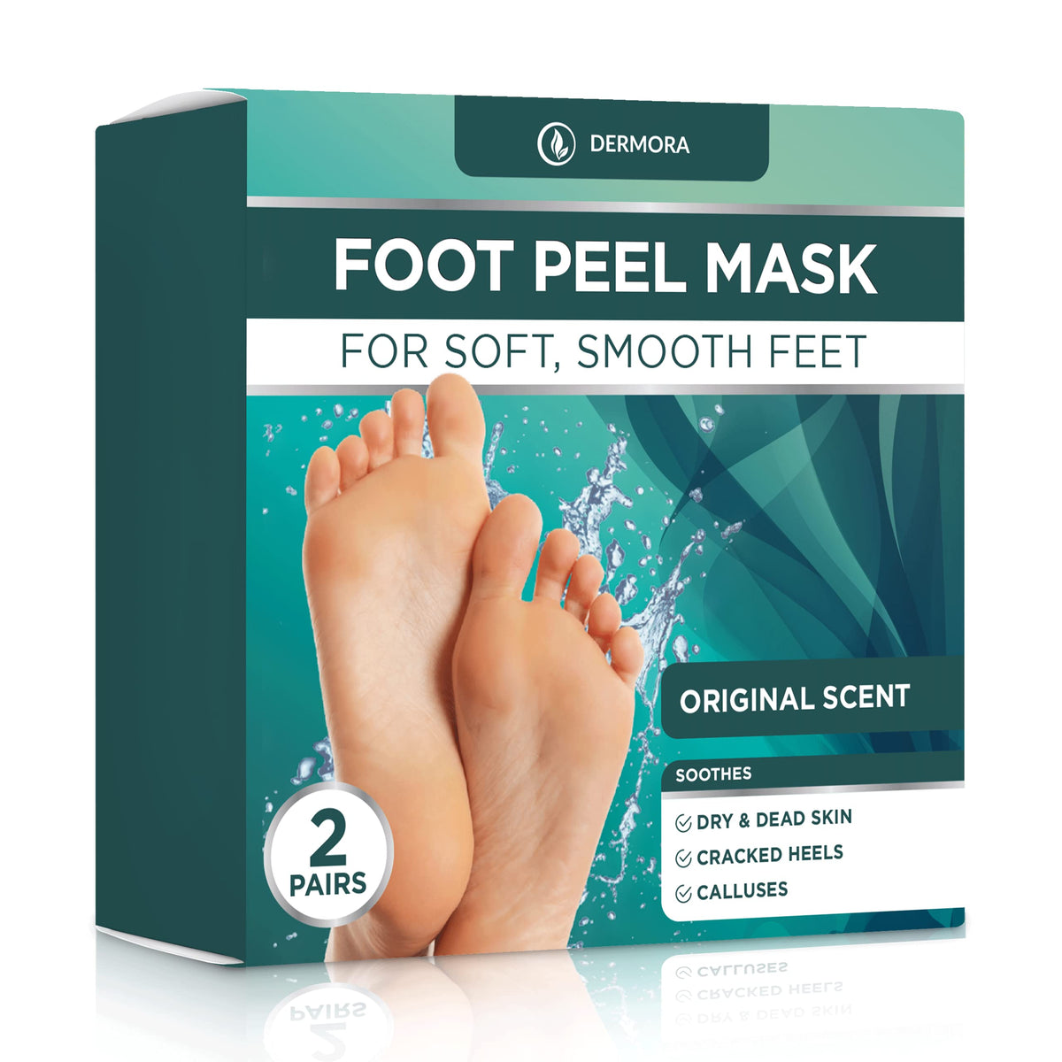 DERMORA Foot Peel Mask, Exfoliating Foot Peeling Mask, 2 Pairs, Original