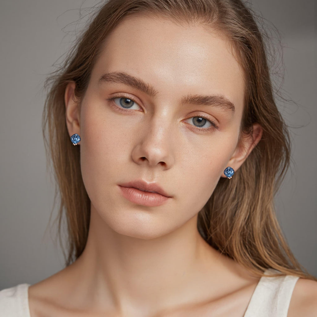 EVEVIC Square Austrian Crystal Charm Clip On Earrings for Women