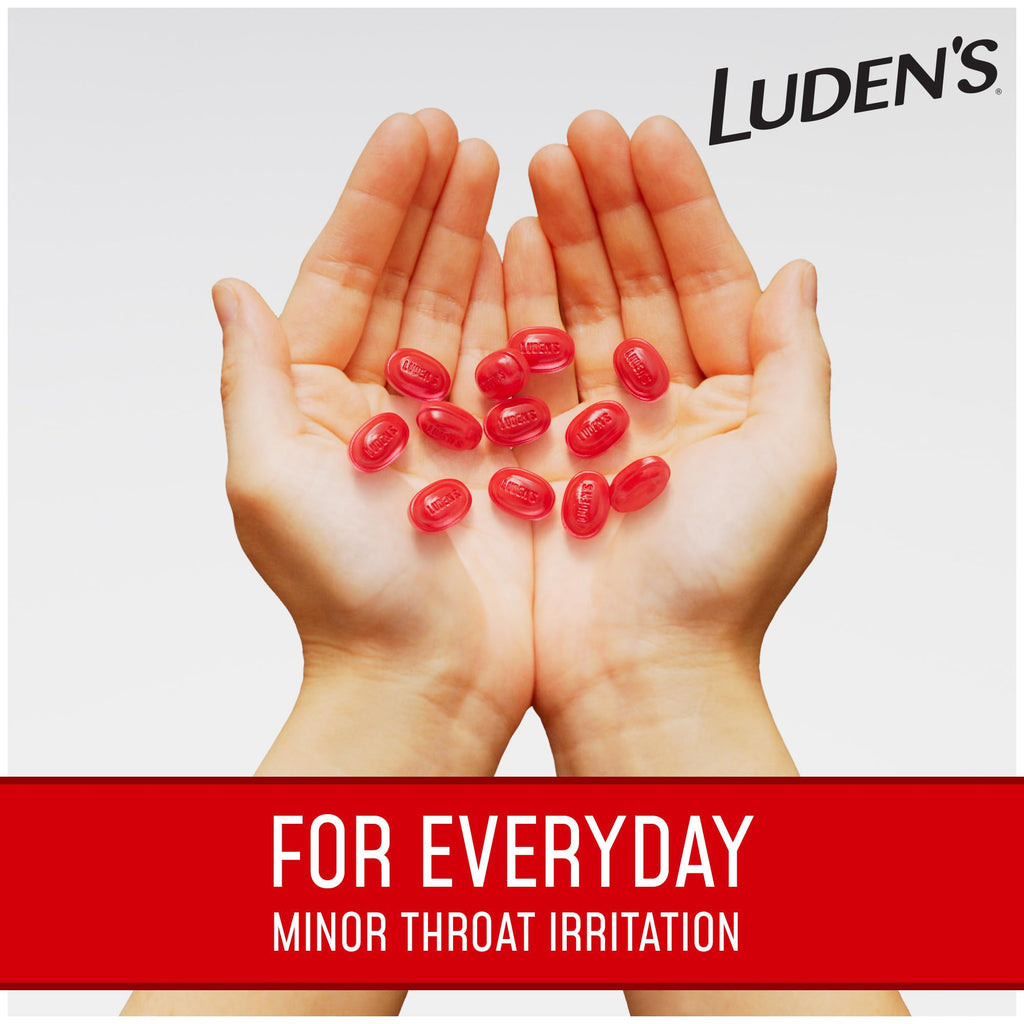 Luden's Sore Throat Relief Lozenges for Minor Everyday Irritation & Dry Mouth, Wild Cherry Flavored Drops, 90 Count, Pack of 2