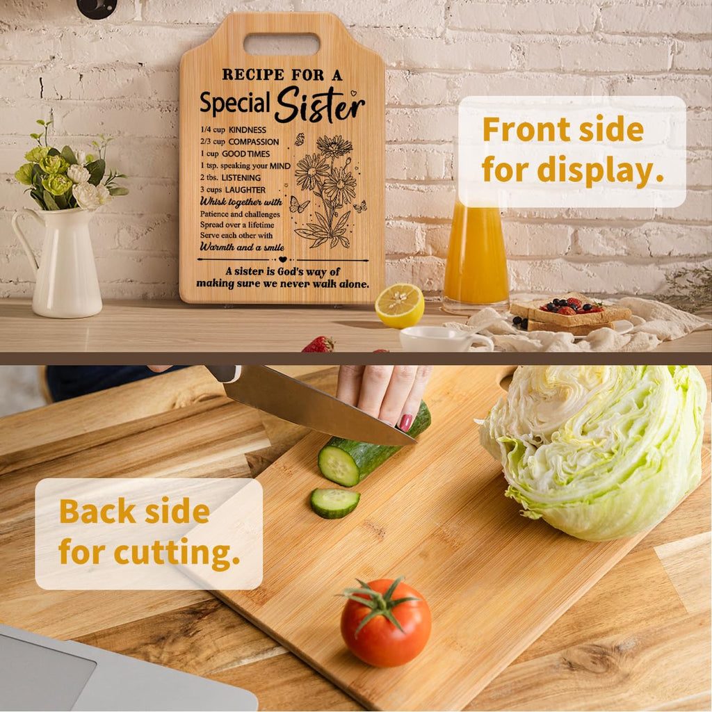Gifts for Sister, Sister's Birthday Gifts from Sister, Recipe for A Special Cutting Board, Christmas Mothers Day Valentines Day Present for Sisters