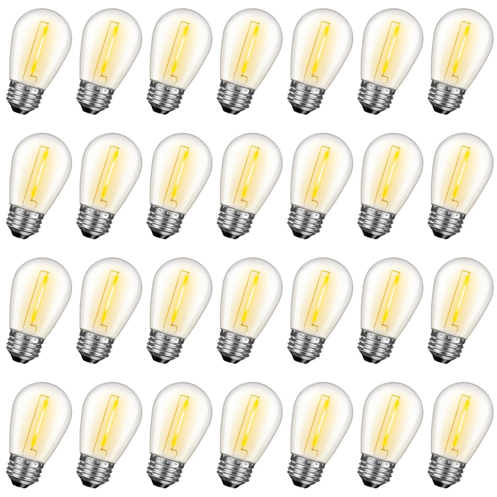 GvvooHome 28 Pack S14 Bulbs for Outdoor String Lights, Shatterproof LED Replacement Bulbs for Patio String Lights Outdoor Waterproof, E26 Base, Soft White 2200K, Dimmable