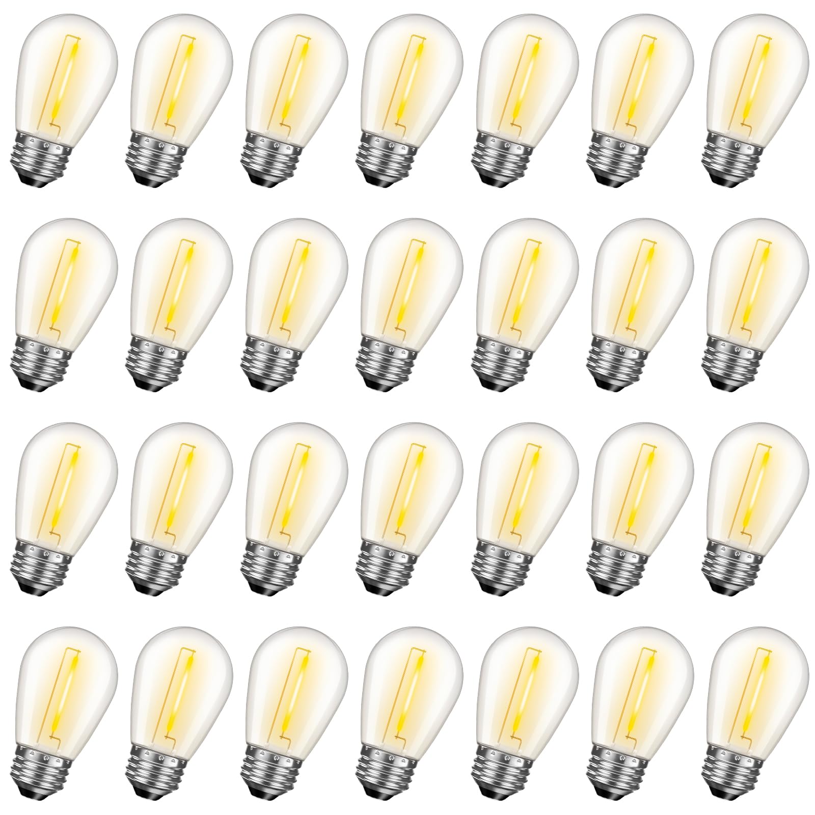 GvvooHome 28 Pack S14 Bulbs for Outdoor String Lights, Shatterproof LED Replacement Bulbs for Patio String Lights Outdoor Waterproof, E26 Base, Soft White 2200K, Dimmable