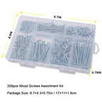 JEGONFRI 209PCS Wood Screw Assortment Kit, 6 Sizes Flat Head Phillips