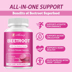 Beet Root Capsules - 1300mg Organic Pure Beetroot Beets Powder 60 Capsules-30 Days Supply | Natural & Vegan Supplement