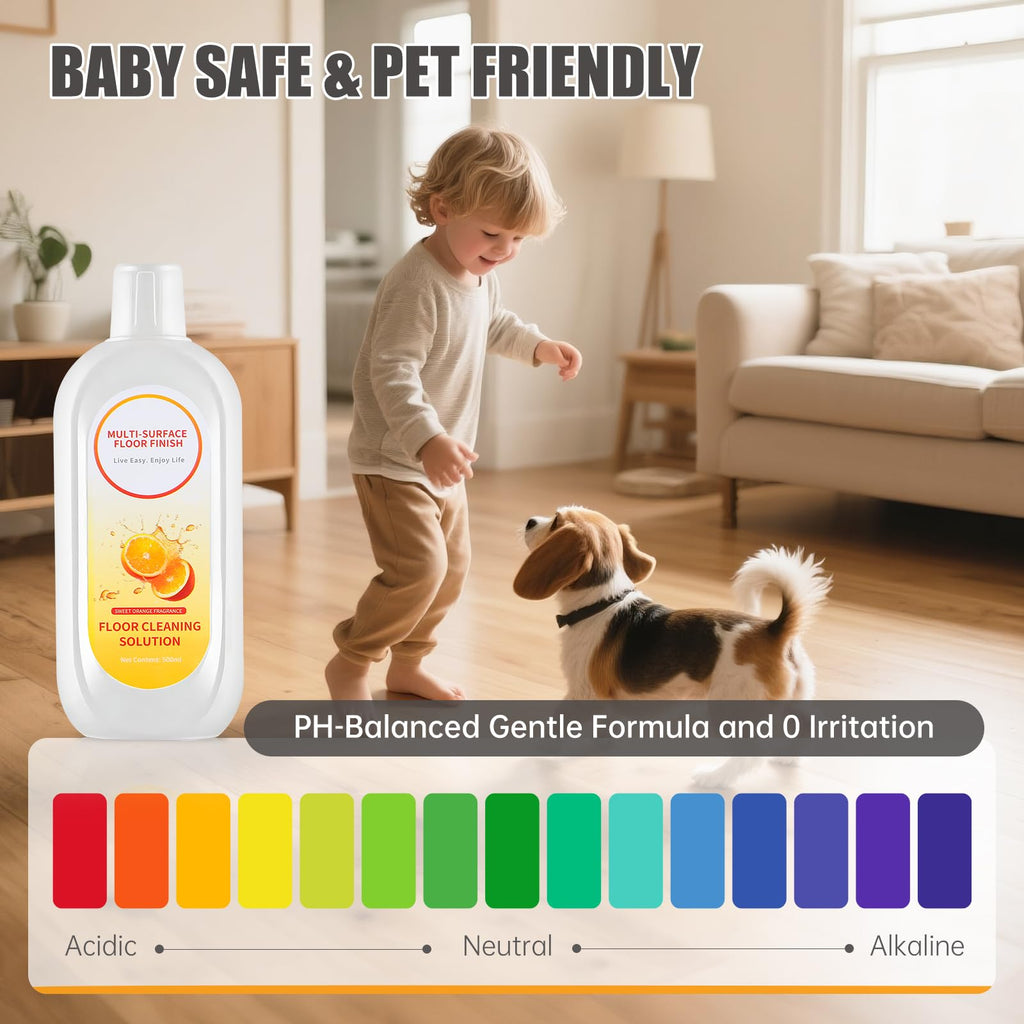 NXPPYY Floor Cleaning Solution Compatible with Tineco iFLOOR Series, All Robot Vacuums & Wireless Wet-Dry Mops, 4 Bottle Floor Cleaner Refill, Orange Scent